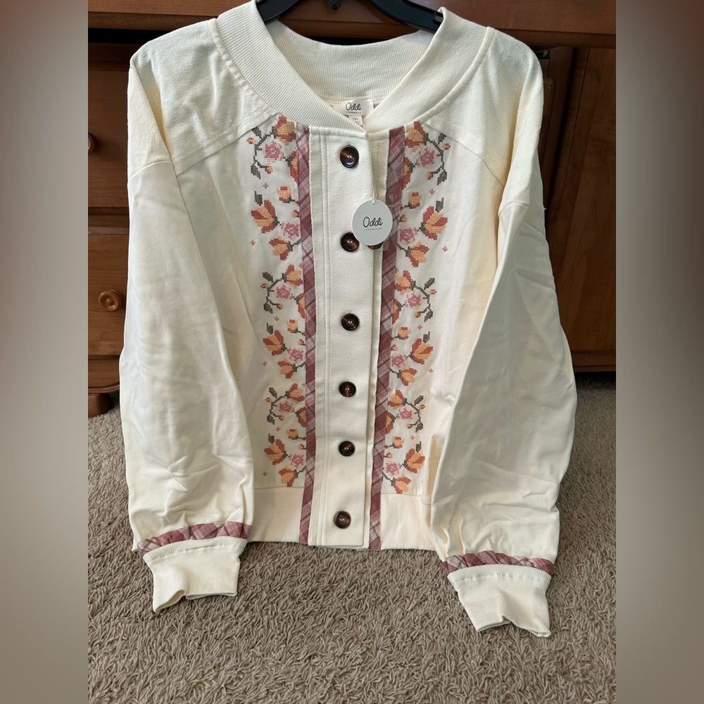 NWT ODDI CARDIGAN WITH COLORFUL ACCENTS